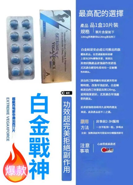 最新產品白金戰神雙效威而鋼片|強效助勃+延時雙效合一